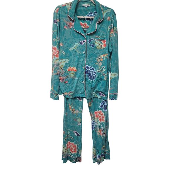 Johnny Was Other - Johnny Was Pajama Set Size M Teal Floral Modal Lounge Sleepwear Resort